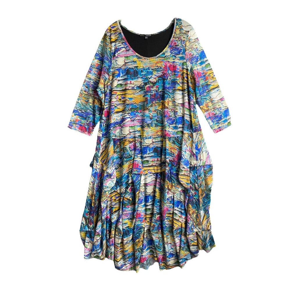 Kozan Dress -XL- Colorful Mesh over Black Slip Layer